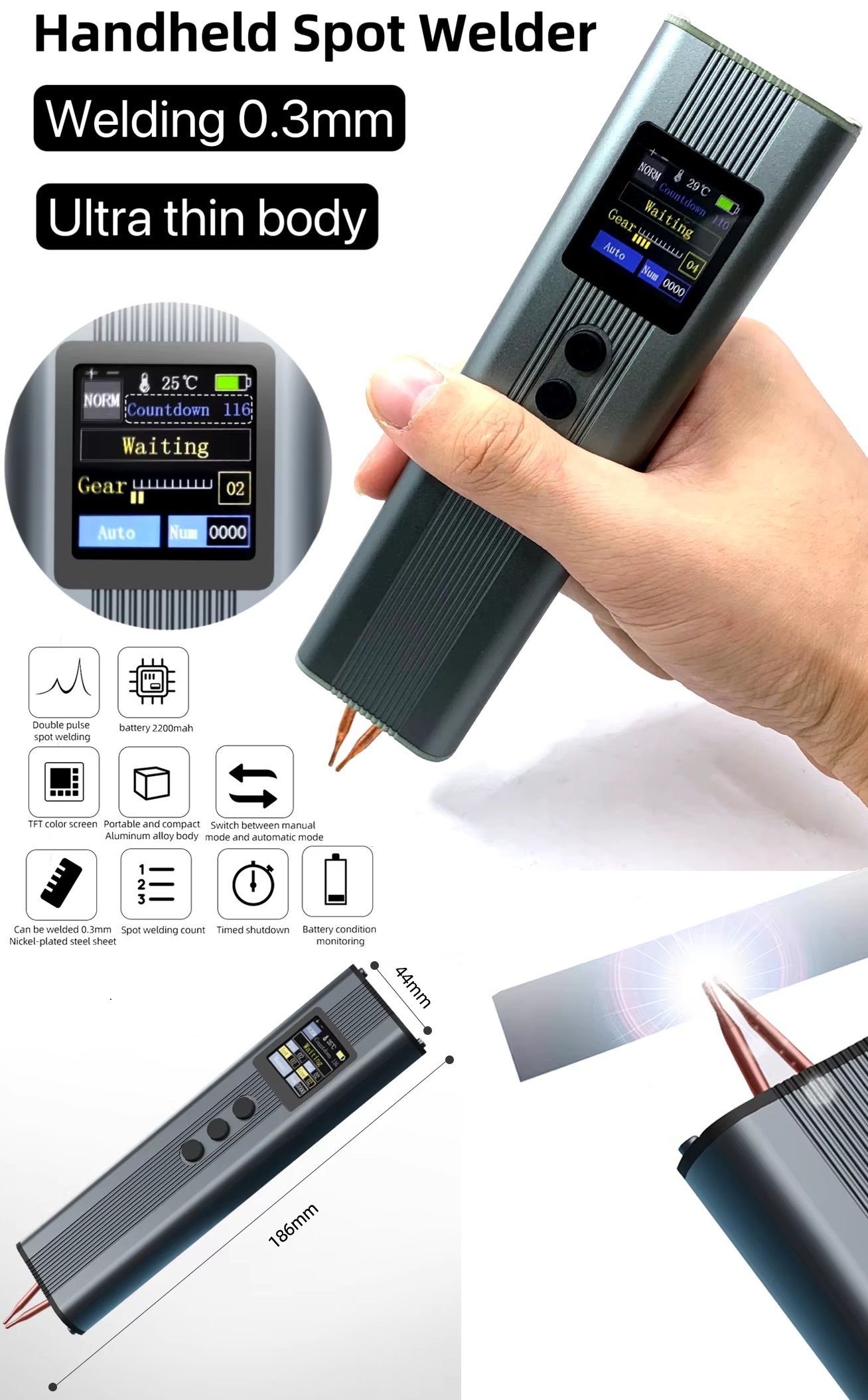 Estación de soldadura de punto de mano con puntas integradas H4